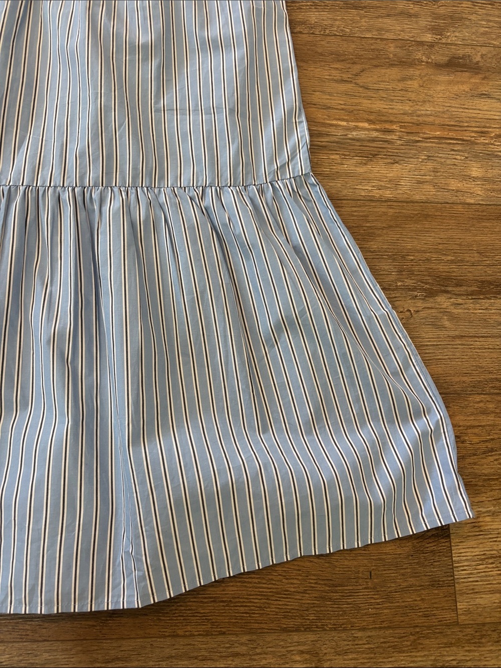 Quince Organic Cotton Poplin Midi Shirt Dress Blue Stripe Womens Size Medium NWT - Picture 6 of 13